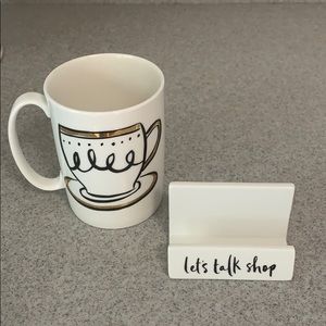 Kate Spade coffee mug and card holder set